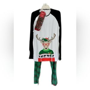 Christmas holiday Pajamas  3- piece set size L NWT